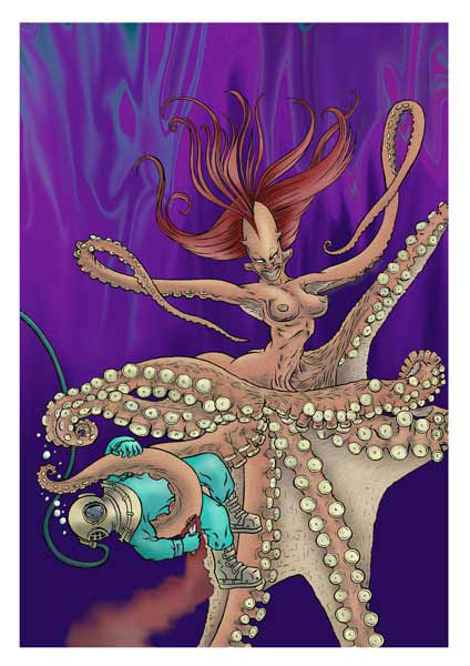 Octopus Woman - Front cover illustration for Femonsters #9 portfolio