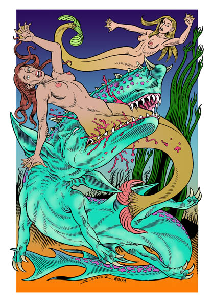 Sea Monster Attacks Mermaids